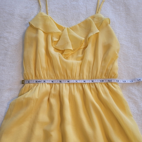 Bright Yellow Mini Ruffle Sweetheart Neck‎ Summer Sun Dress Size Small - Picture 12 of 14